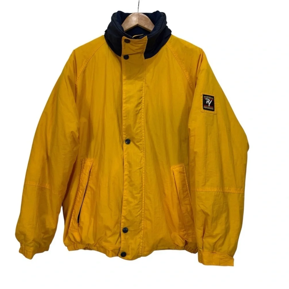 Vintage R&Y Sport Performance Jacket Men’s Medium Yellow Puffer Coat Hooded
